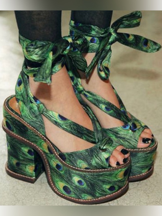 Jeffrey Campbell Shoes - {Jeffrey Campbell} Landers Peacock Strappy Platform Heels